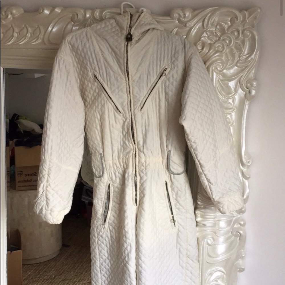 Post Card vintage women's ski suit.